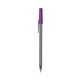 a silver barrel & purple trim bic round stic ballpoint pen - promotional pens