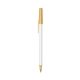 a white barrel & cream trim bic round stic ballpoint pen - promotional pens