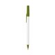 a white barrel & metallic green trim bic round stic ballpoint pen - promotional pens