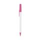 a white barrel & pink trim bic round stic ballpoint pen - promotional pens
