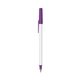 a white barrel & purple trim bic round stic ballpoint pen - promotional pens