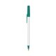 a white barrel & teal trim bic round stic ballpoint pen - promotional pens