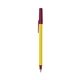a yellow barrel & burgundy trim bic round stic ballpoint pen - promotional pens