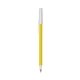 a yellow barrel & clear trim bic round stic ballpoint pen - promotional pens