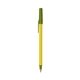 a yellow barrel & metallic green trim bic round stic ballpoint pen - promotional pens