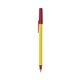 a yellow barrel & metallic red trim bic round stic ballpoint pen - promotional pens