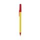 a yellow barrel & red trim bic round stic ballpoint pen - promotional pens