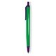 aerial view a green barrel & purple trim tri - stic(r) multi - color promotional pen, image 1 of 2