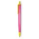 a pink barrel & yellow trim tri - stic(r) multi - color promotional pen