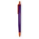 aerial view a purple barrel & orange trim tri - stic(r) multi - color promotional pen, image 1 of 2