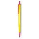 a yellow barrel & pink trim tri - stic(r) multi - color promotional pen