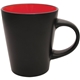 aerial view a red noir 12 oz satin black cafe style coffee mug, image 1 of 2