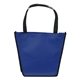 aerial view a royal blue non woven polypropylene carnival tote bag - screen print, image 1 of 2