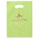 aerial view a lime green frosted plastic multi color die cut diana handle bag 9.5 x 14 w / foil print, image 1 of 2