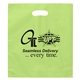 aerial view a lime green rose frosted plastic flexo ink die cut tote bag - 15 x 18, image 1 of 2
