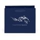 aerial view a navy blue 157 gsm laminated paris bag w / foil print, image 1 of 2