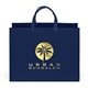 aerial view a navy blue 157 gsm laminated london bag w / foil print, image 1 of 8