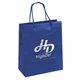 aerial view a royal blue gloss paper multi color emerald tote bag 10 x 12 w / foil print, image 1 of 3