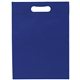 aerial view a royal blue small non - woven die cut tote bag - 4- color heat transfer, image 1 of 2