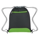 aerial view a black with lime green trim soul drawstring sports pack, image 1 of 2