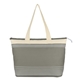aerial view a gray with natural trim 600d polyester marina tote bag, image 1 of 2