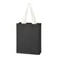 aerial view a black with white handles non - woven mini tote bag, image 1 of 2