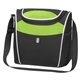 aerial view a black with lime green trim 600d polyester mesa lunch cooler, image 1 of 2