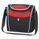 aerial view a black with red trim 600d polyester mesa lunch cooler, image 1 of 2