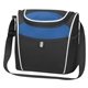aerial view a black with royal blue trim 600d polyester mesa lunch cooler, image 1 of 4