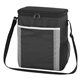 aerial view a black with black trim 210d polyester cafe cooler bag, image 1 of 2