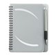 aerial view a metallic silver 5 x 7 huntington notebook w / pen, image 1 of 2