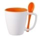aerial view a orange 16 oz stirn sip mug(tm) w / spoon, image 1 of 2