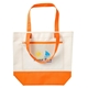 aerial view a orange polyester marina tote bag, image 1 of 2