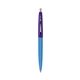 a blue barrel & purple cap clic pen - blue and black ink