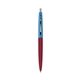 a burgundy barrel & blue cap clic pen - blue and black ink