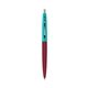 a burgundy barrel & teal cap clic pen - blue and black ink