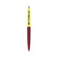 a burgundy barrel & yellow cap clic pen - blue and black ink