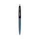 a metallic dark blue barrel & black cap clic pen - blue and black ink