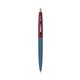 a metallic dark blue barrel & burgundy cap clic pen - blue and black ink