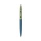 a metallic dark blue barrel & metallic green cap clic pen - blue and black ink