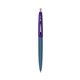 a metallic dark blue barrel & purple cap clic pen - blue and black ink