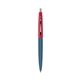 a metallic dark blue barrel & red cap clic pen - blue and black ink