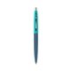 a metallic dark blue barrel & teal cap clic pen - blue and black ink