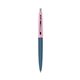 a metallic dark blue barrel & pink lemonade cap clic pen - blue and black ink