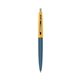 a metallic dark blue barrel & creamsicle cap clic pen - blue and black ink
