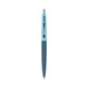 a metallic dark blue barrel & electric punch cap clic pen - blue and black ink