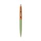 a metallic green barrel & metallic orange cap clic pen - blue and black ink