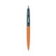 a metallic orange barrel & metallic dark blue cap clic pen - blue and black ink