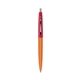 a metallic orange barrel & red cap clic pen - blue and black ink
