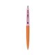 a metallic orange barrel & pink lemonade cap clic pen - blue and black ink